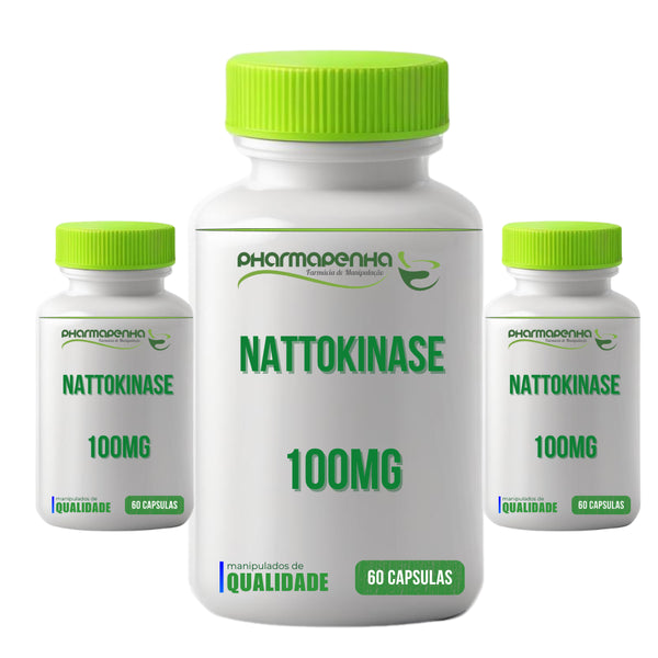 3 Potes Natto-E (Nattokinase) 100mg 60 Cápsulas cada